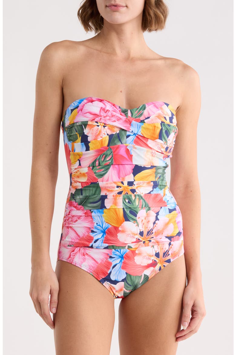 Flora Bandeau One-Piece Swimsuit, Alternate, color, PANTHEON BLUE