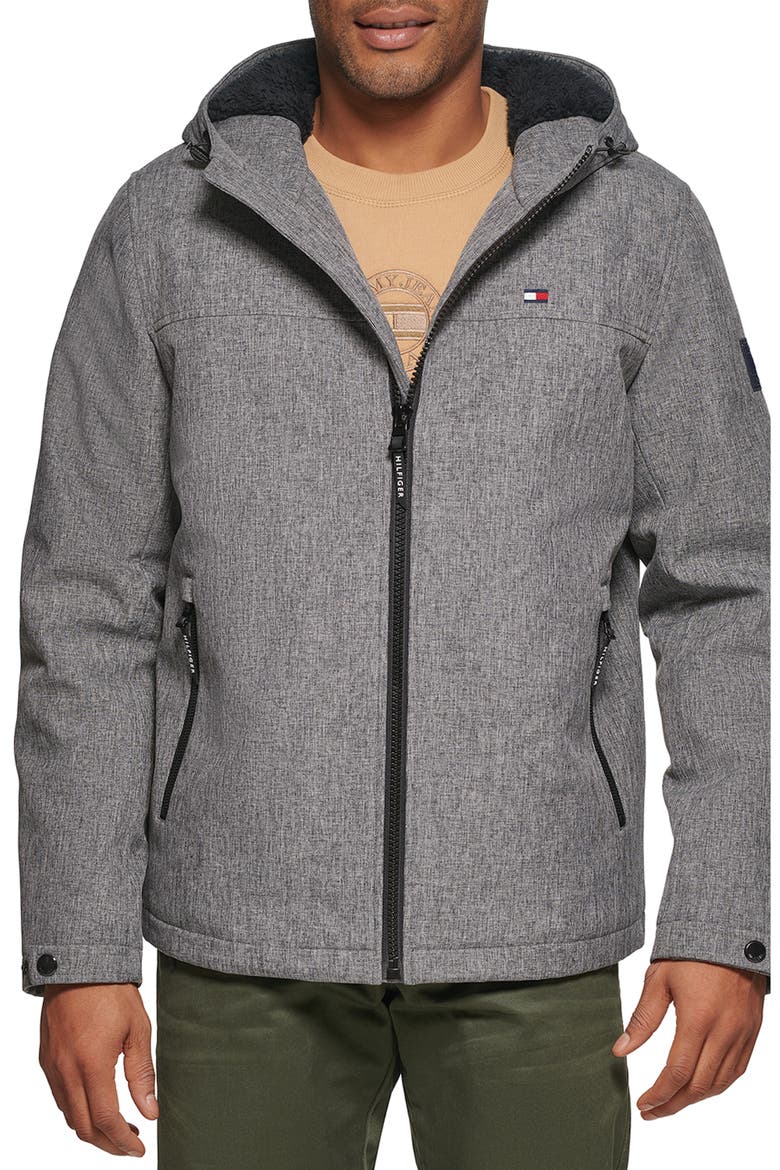 Soft Shell Hooded Jacket, Alternate, color, HTHR GREY