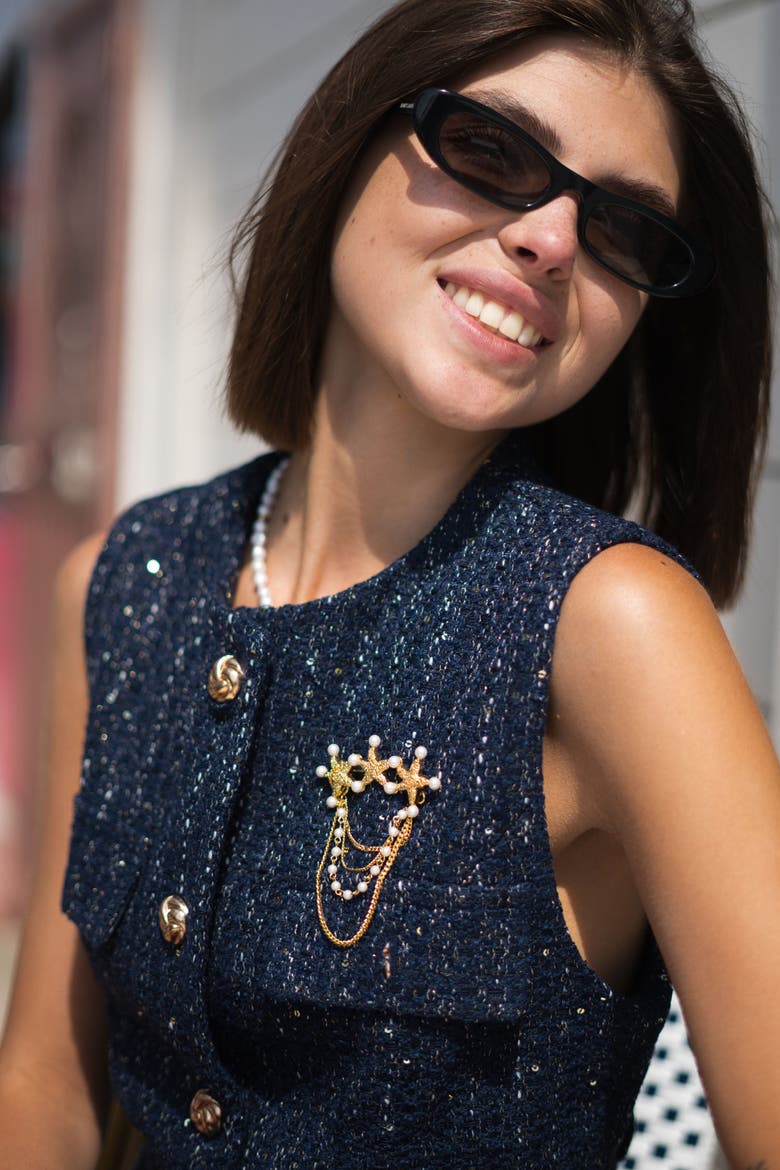Lila Starfish Waterfall Brooch, Alternate, color, Gold