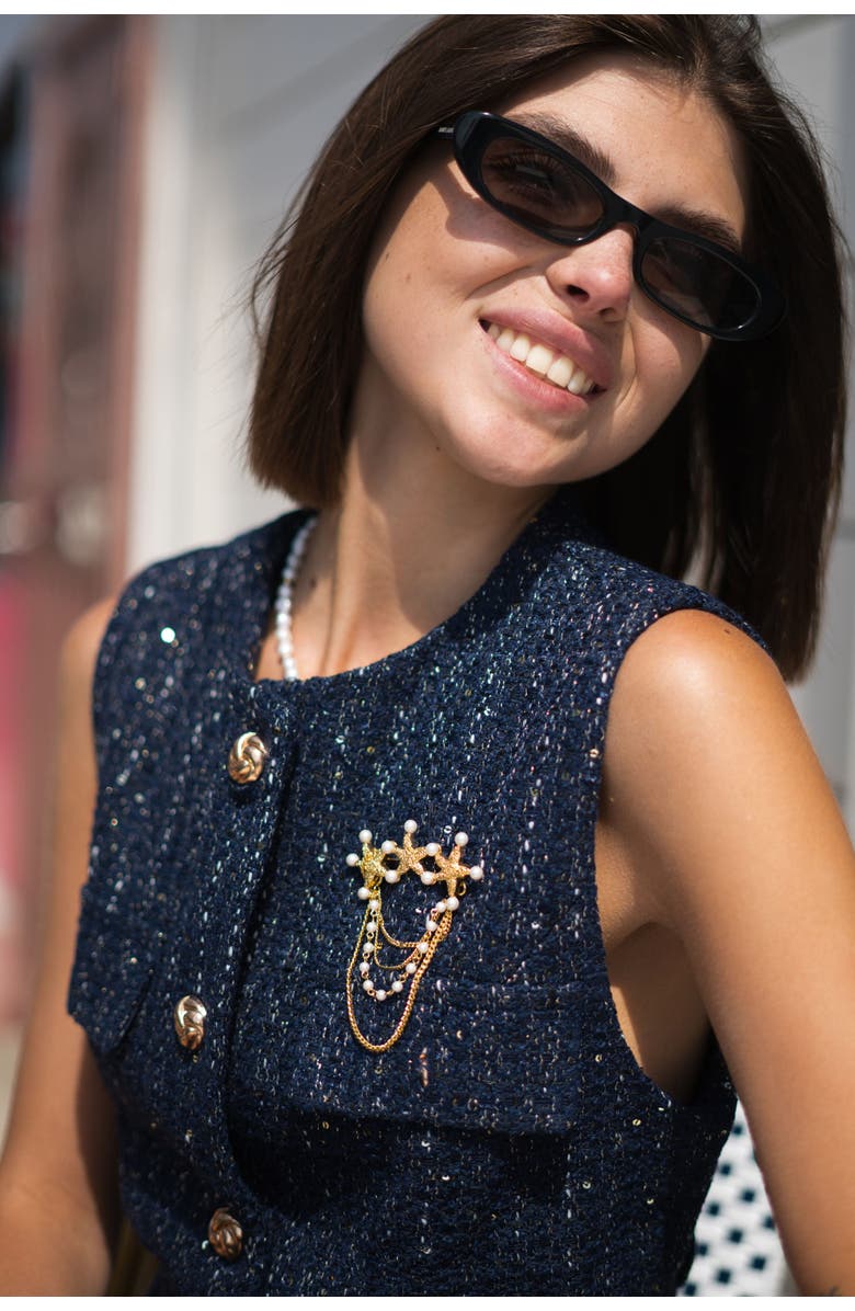 Classicharms Lila Starfish Waterfall Brooch, Alternate, color, Gold