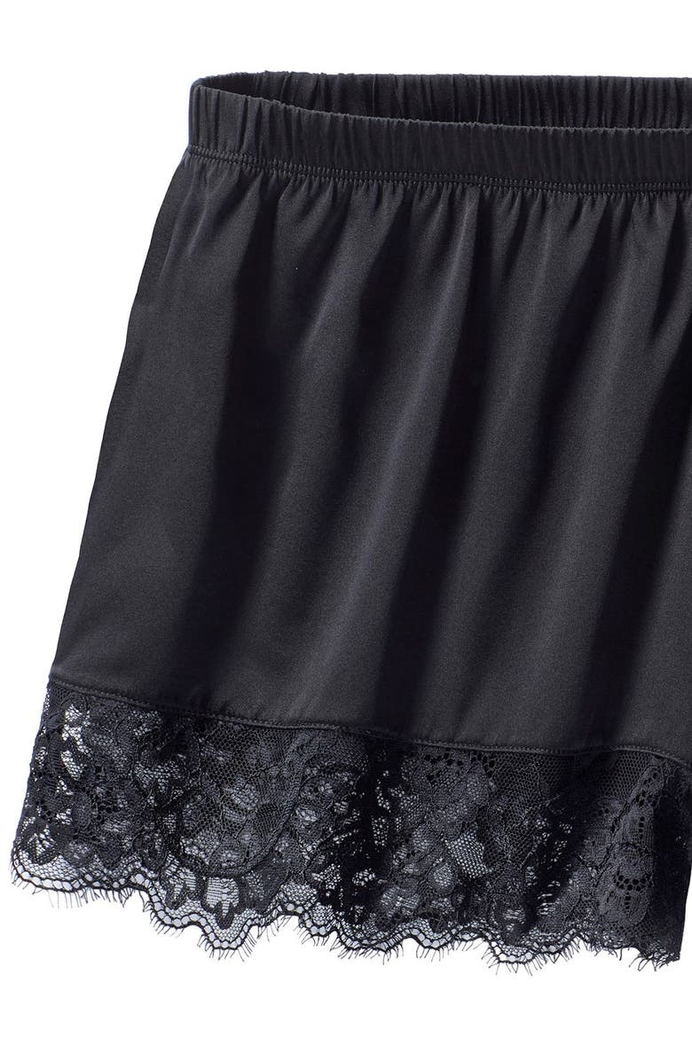Silk Lace Sleep Shorts, Alternate, color, Black