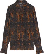 Zadig & Voltaire Thely Python Print Silk Button-Up Shirt