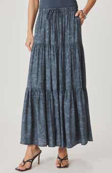 Splendid Iris Paisley Tiered Maxi Skirt