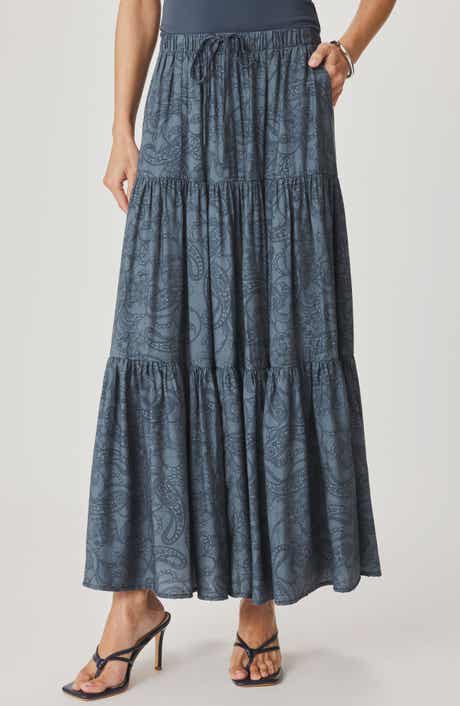 Splendid Iris Paisley Tiered Maxi Skirt