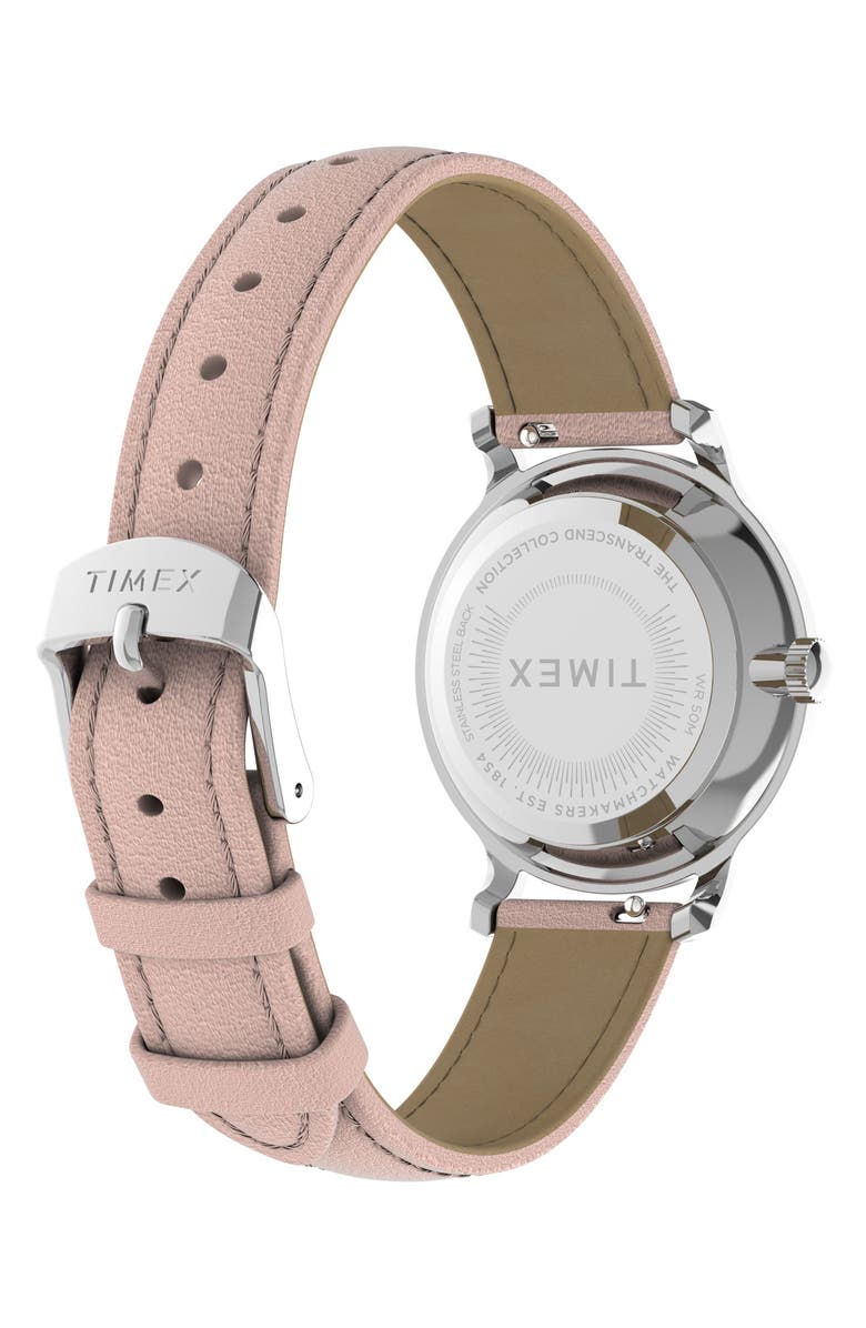 Timex<sup>®</sup> Transcend Leather Strap Watch, 31mm, Alternate, color, Pink