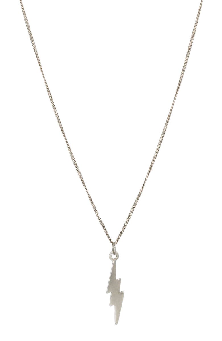 Saint + Sofia Lightning Necklace, Main, color, Silver