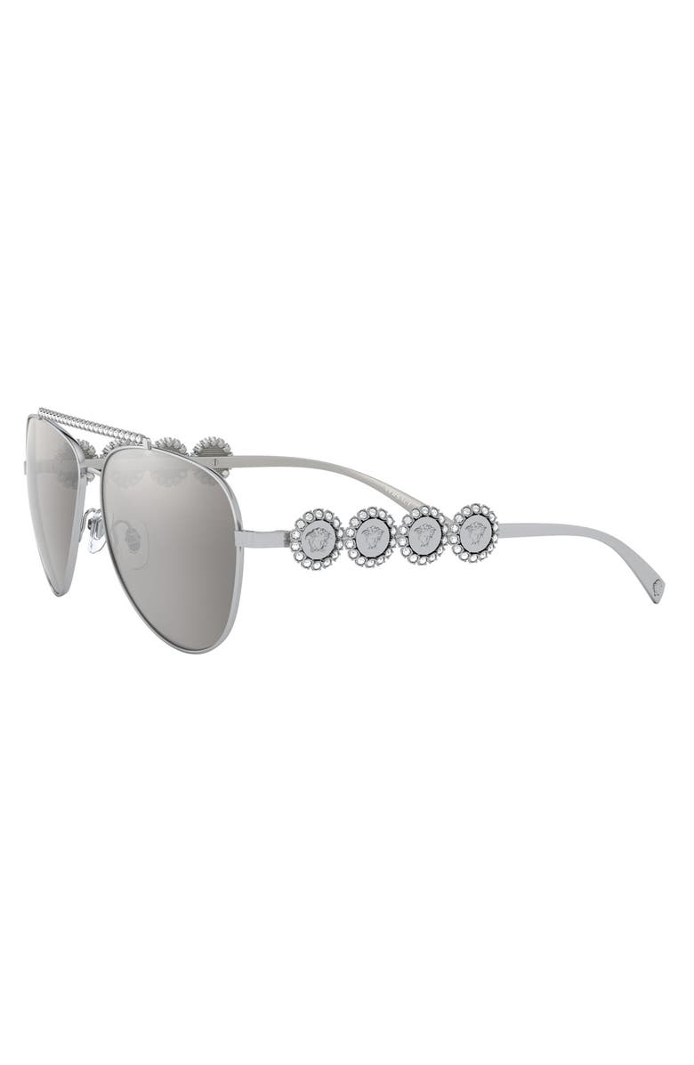 Versace 59mm Pilot Crystal Medusa Head Sunglasses, Alternate, color,