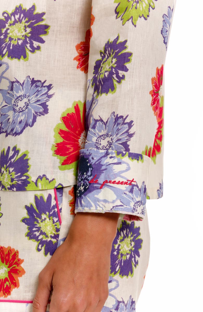 The Lazy Poet Vera Floral Linen Short Pajamas, Alternate, color, White