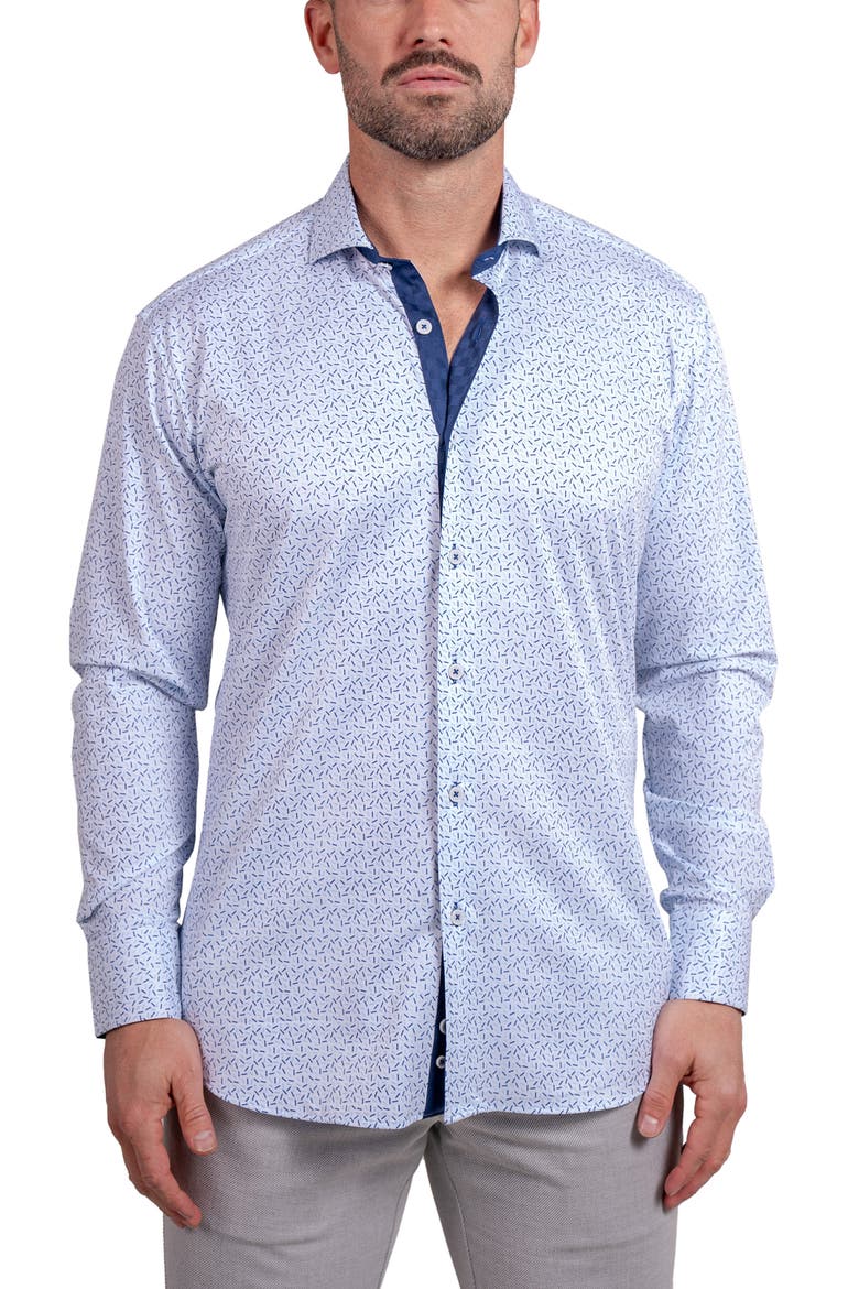 Einstein Stretch Ascension Contemporary Fit Button-Up Shirt, Main, color, WHITE