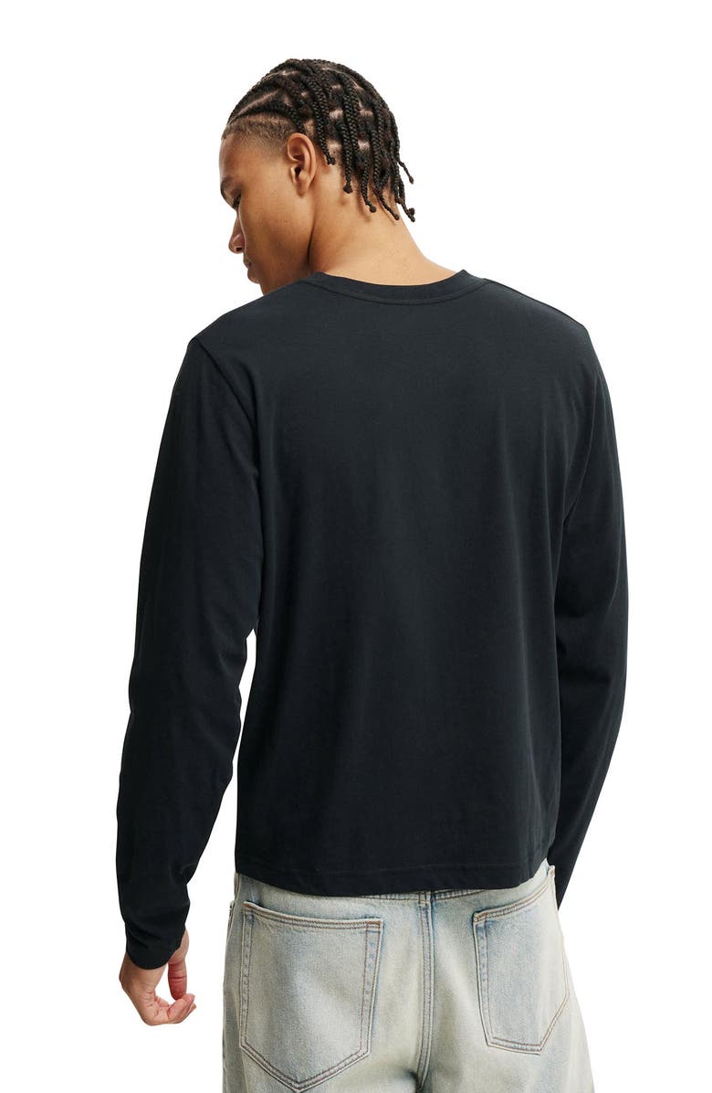 Cotton On Men's Cropped Fit Long Sleeve, Alternate, color, Black