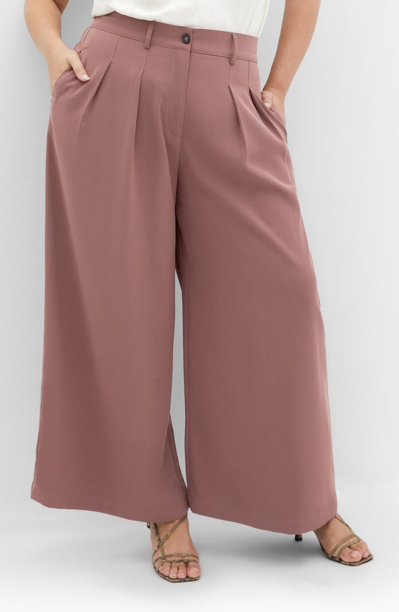 City Chic Bailey Pleated Wide Leg Pants, Main, color, Dusty Pink