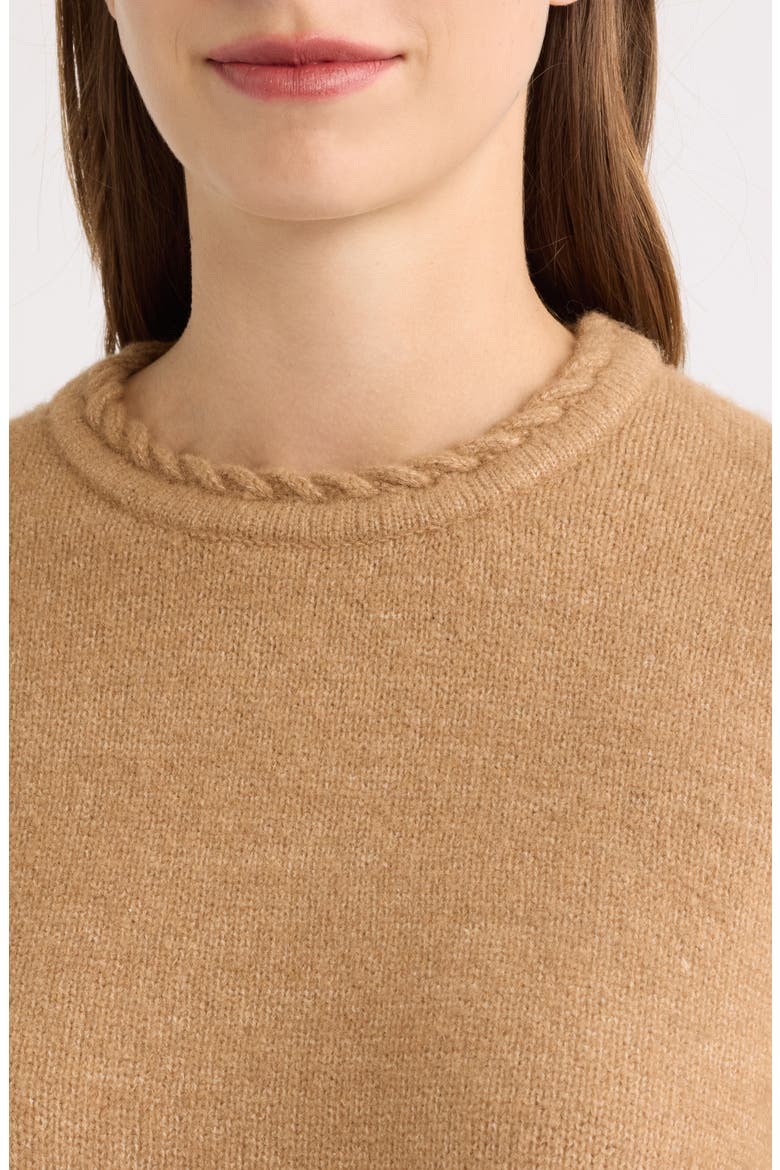 Braided Trim Sweater, Alternate, color, VICUNA