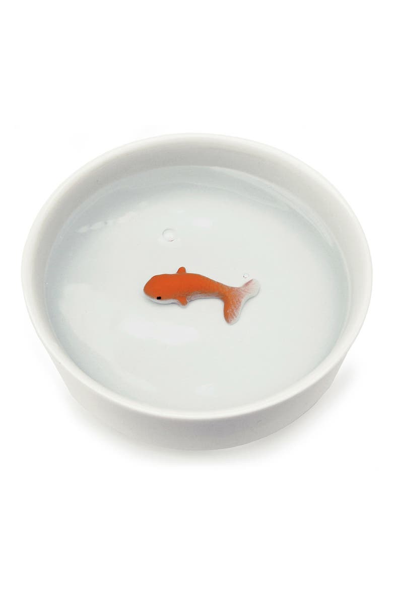 Goldfish Ceramic Cat Bowl, Main, color, WHITE