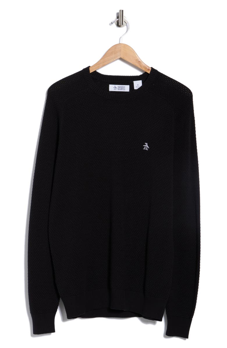 Original Penguin Bubble Stitch Crewneck Sweater, Alternate, color, True Black