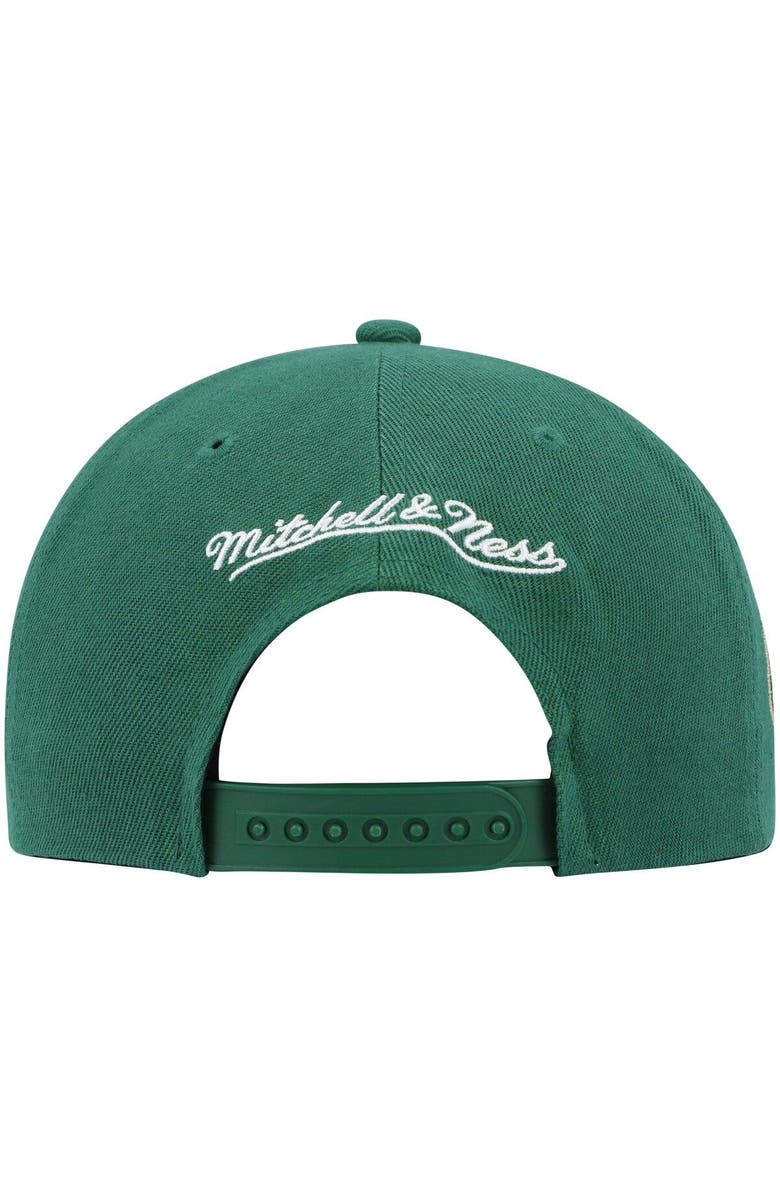 Mitchell & Ness Men's Mitchell & Ness Hunter Green Milwaukee Bucks Core Side Snapback Hat, Alternate, color,