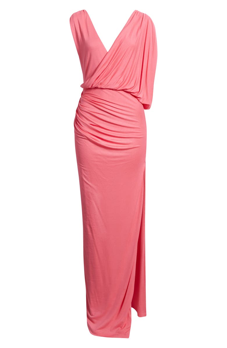 Black Halo Norissa Ruched Drape Maxi Dress, Main, color, Framboise