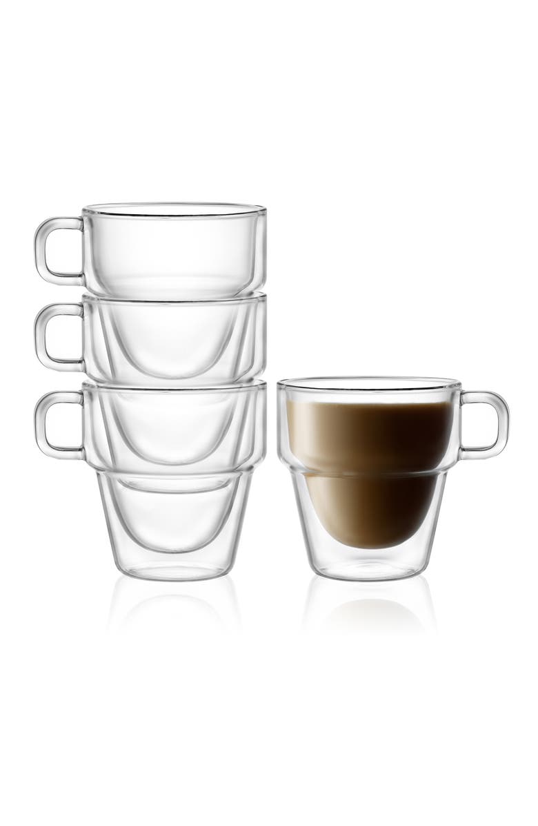 JoyJolt Stoiva Stackable Double Wall Espresso Cup - Set of 4, Alternate, color, Clear