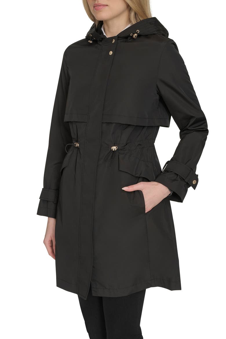 Hooded Trench Raincoat, Alternate, color, BLACK