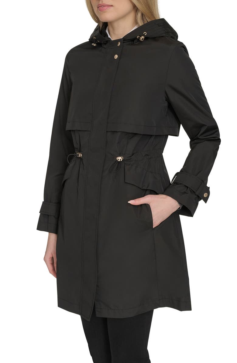 Cole Haan Signature Hooded Trench Raincoat, Alternate, color, Black