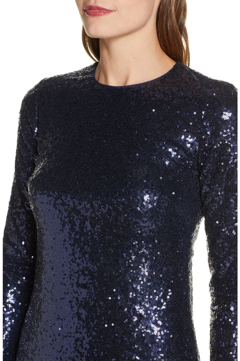 Long Sleeve Sequin Sheath Dress, Alternate, color, NAVY