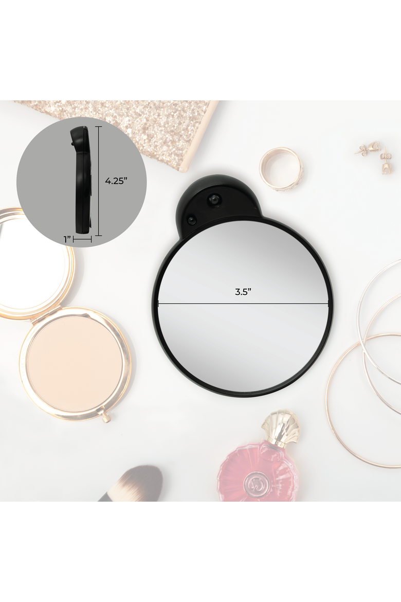 Lighted Compact Mirror with 10X Magnification & Retractable Suction Cups, Alternate, color, Neutral