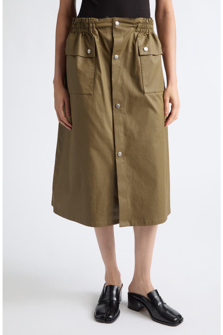 Stretch Cotton Midi Skirt, Main, color, KHAKI