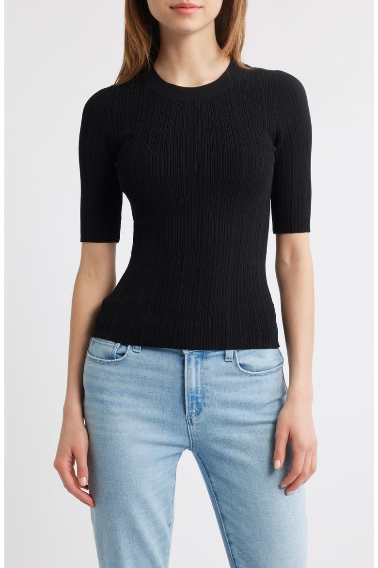 Aranea Rib Elbow Length Sweater, Main, color, BLACK