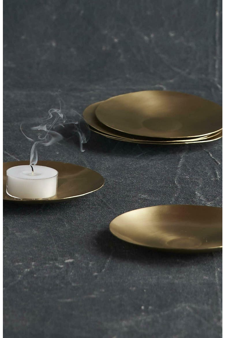 Plates Extra Small Set of 6, Main, color, Brass