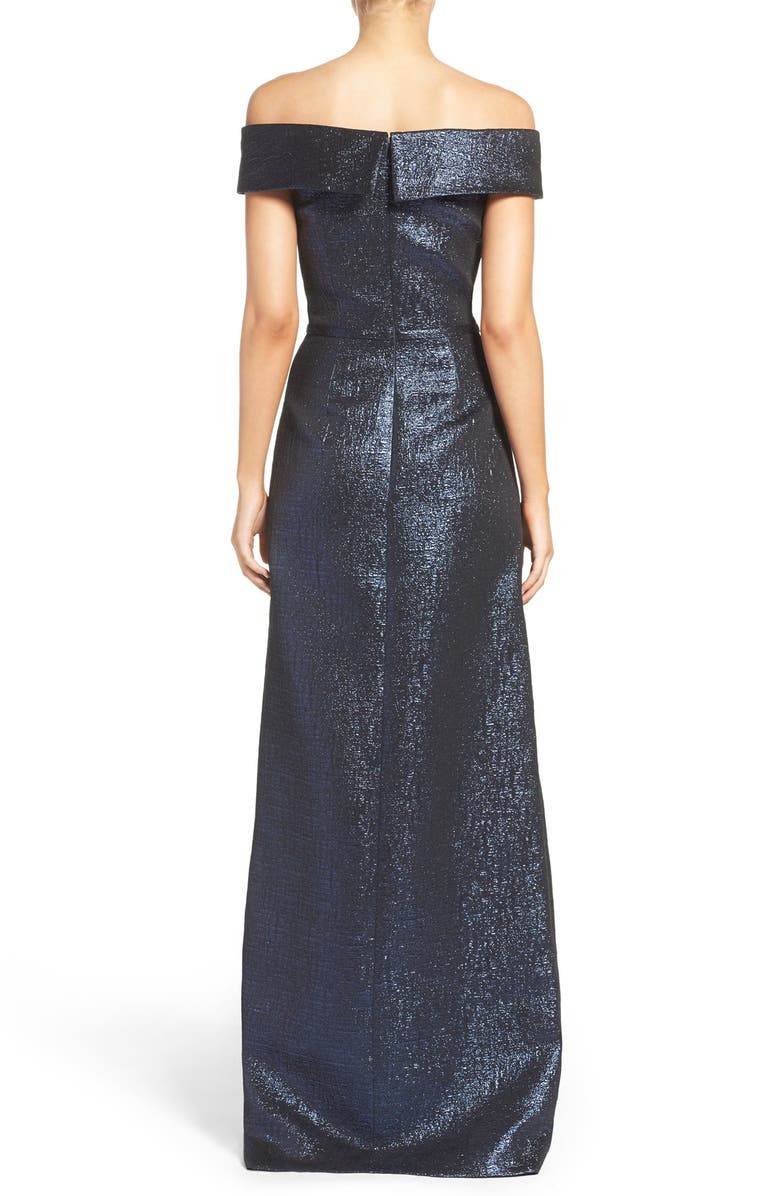 Teri Jon Rickie Freeman for Teri Jon Metallic Column Gown, Alternate, color,