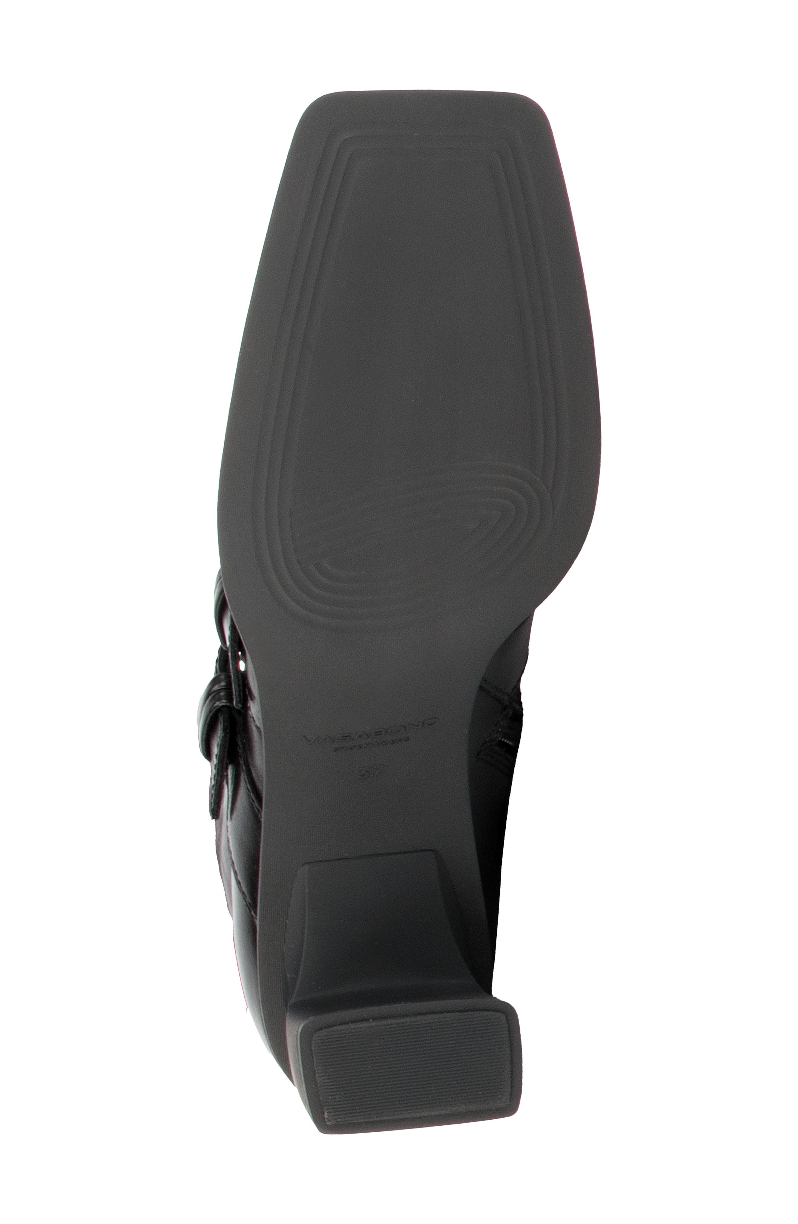 Elvina Buckle Leather Boot, Alternate, color, BLACK