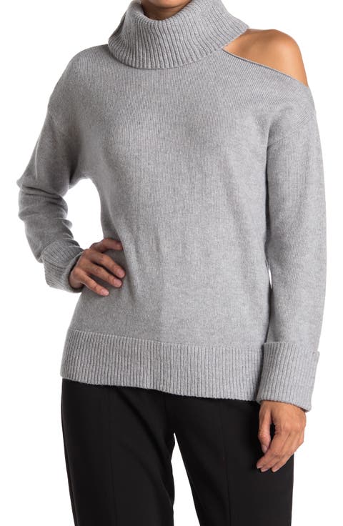 Cutout Shoulder Turtleneck Sweater