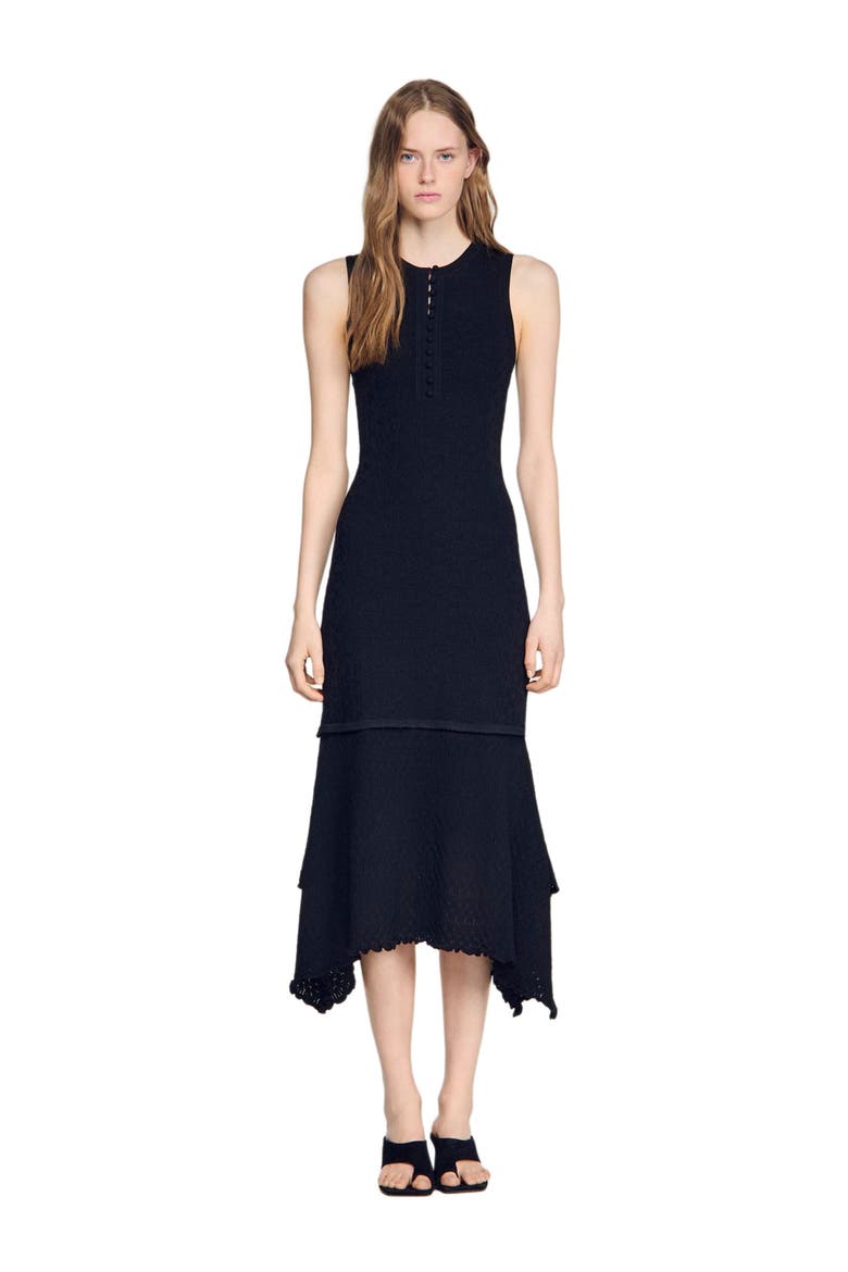 Fancy pointelle dress, Main, color, Black