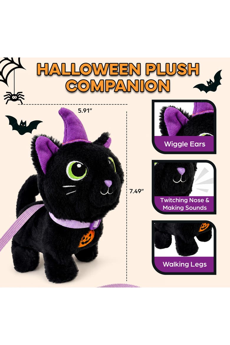 Interactive Robot Cat Plush Toy Electronic Moving Stuffed Animal with Sounds Touch Control Kids Toy, Alternate, color, Black