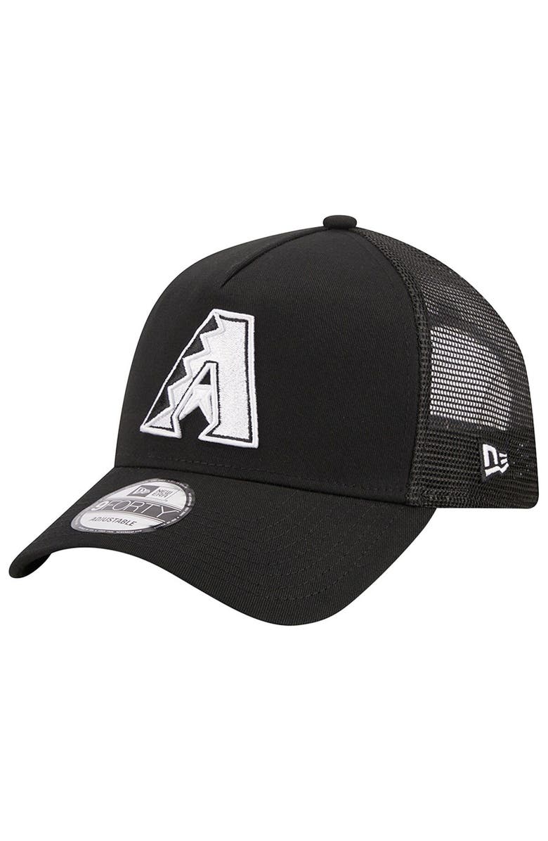 New Era Men's New Era Black Arizona Diamondbacks A-Frame 9FORTY Trucker Adjustable Hat, Main, color, Black