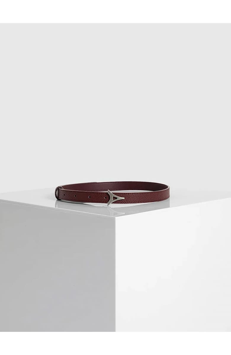 Manière De Voir Leonie Eiffel Slim Leather Belt, Alternate, color, Red