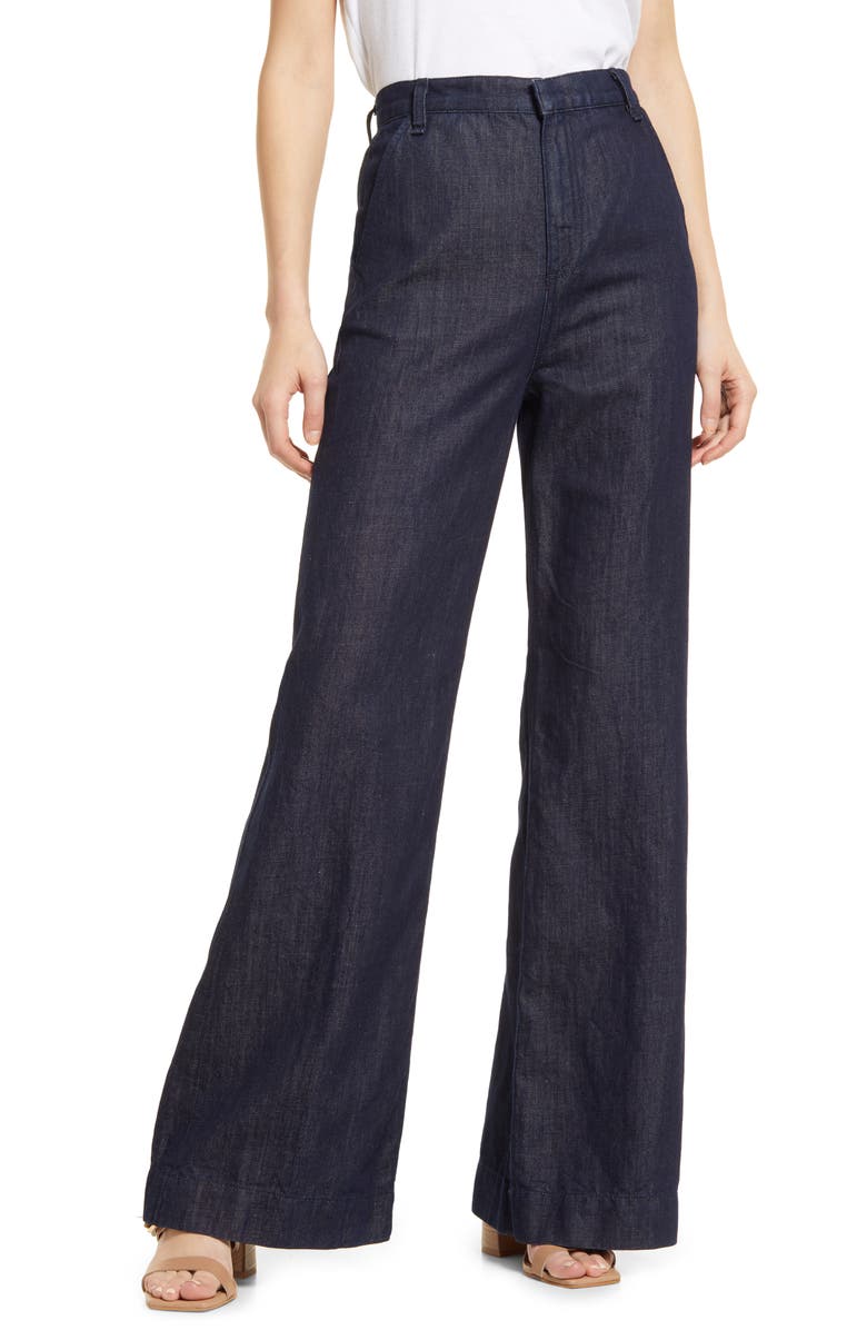 ASKK NY High Waist Cotton & Linen Trouser Jeans, Main, color, 