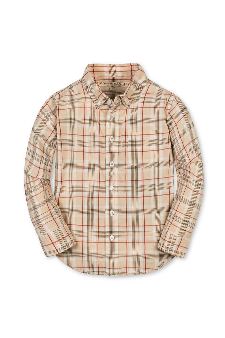 Kids' Organic Long Sleeve Stretch Poplin Shirt, Main, color, Fireside Plaid