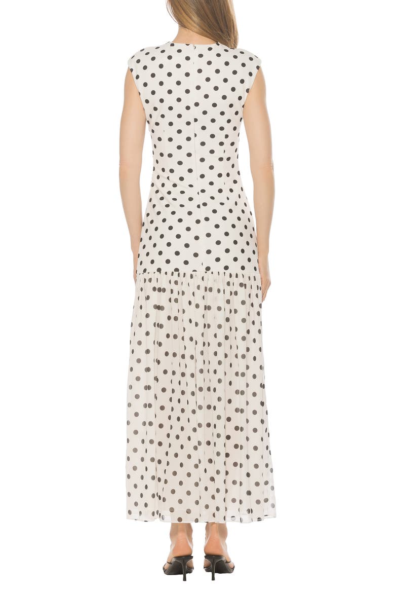 Caelen Cap Sleeve Drop Waist Maxi Dress, Alternate, color, IVORY POLKA