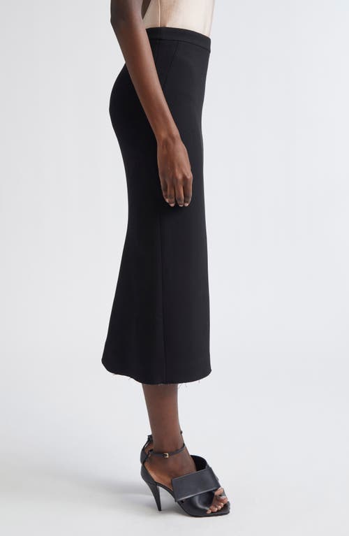 Givenchy Kickback Raw Edge Wool Blend Stretch Crepe Pencil Skirt In Black
