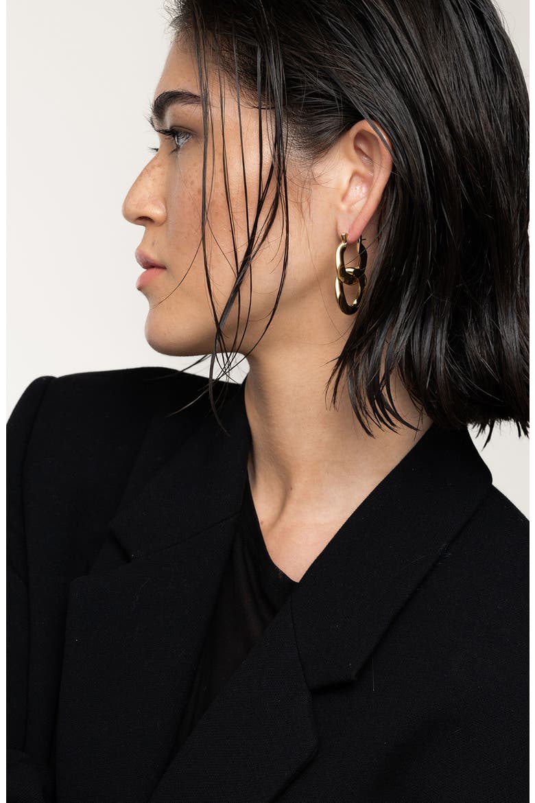 Huxley 18k Gold Plated Curb Chain Hoop Earrings, Alternate, color, GOLD