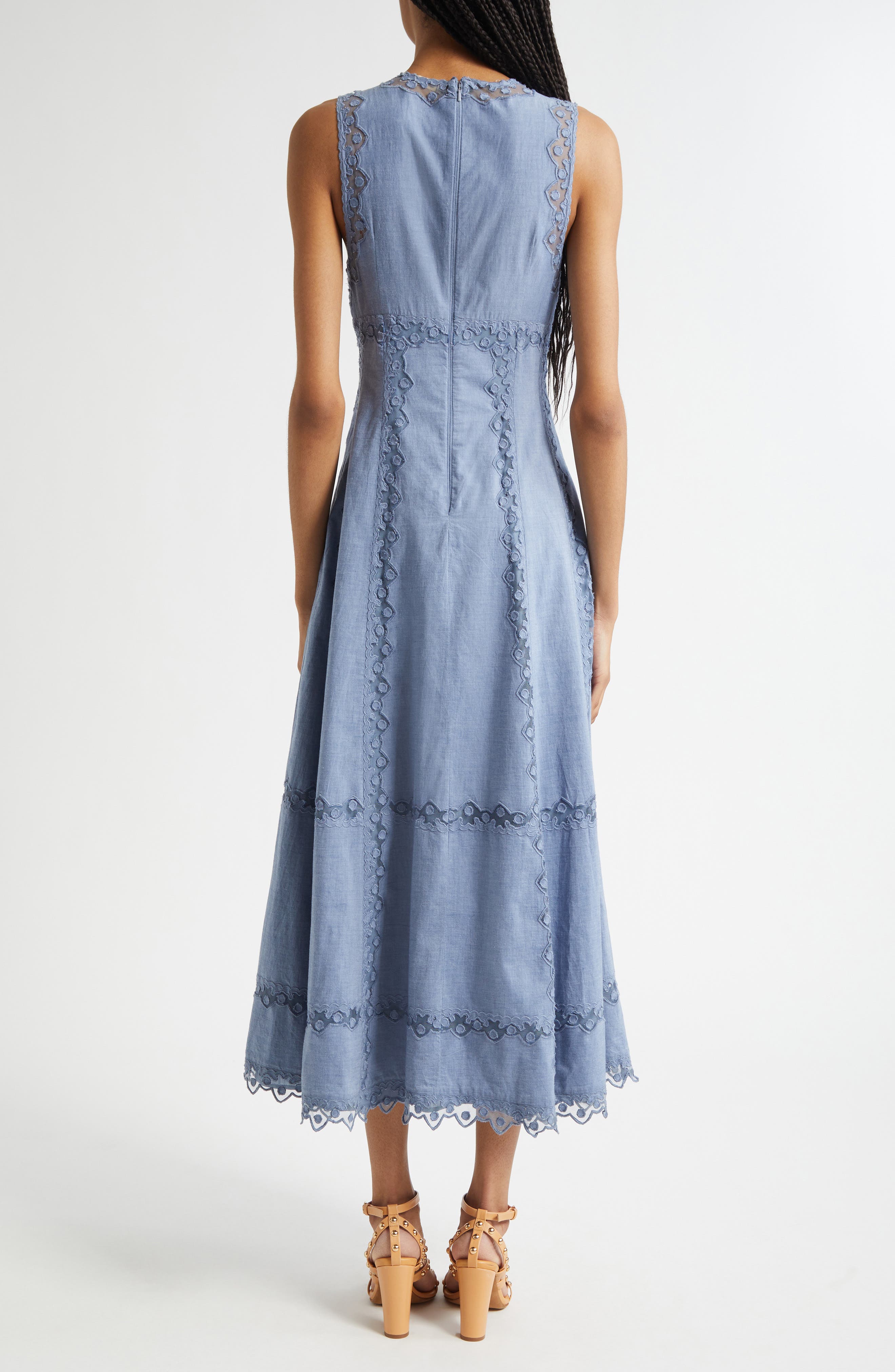 ulla johnson anela sleeveless midi dress Anela Sleeveless Chambray Midi Dress (Women)