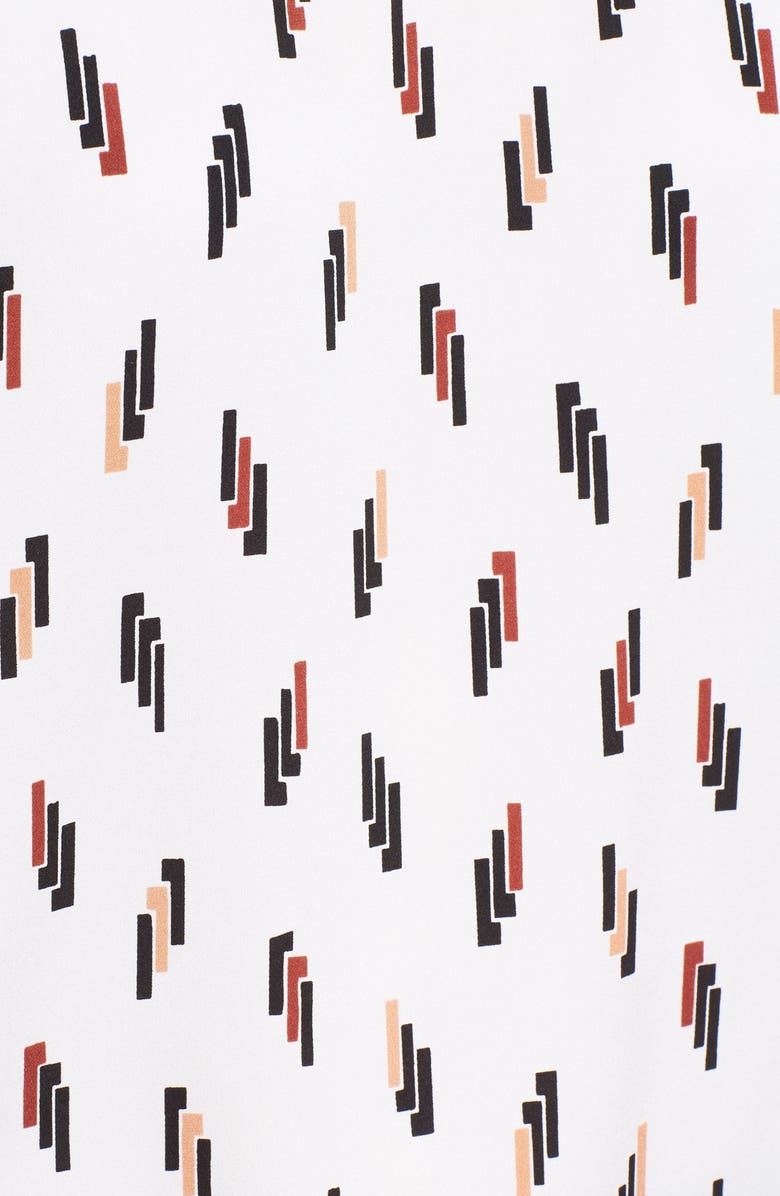 Nordstrom Collection Print Stretch Silk Short Sleeve V-Neck Blouse, Alternate, color, Ivory Dashing Lines Print