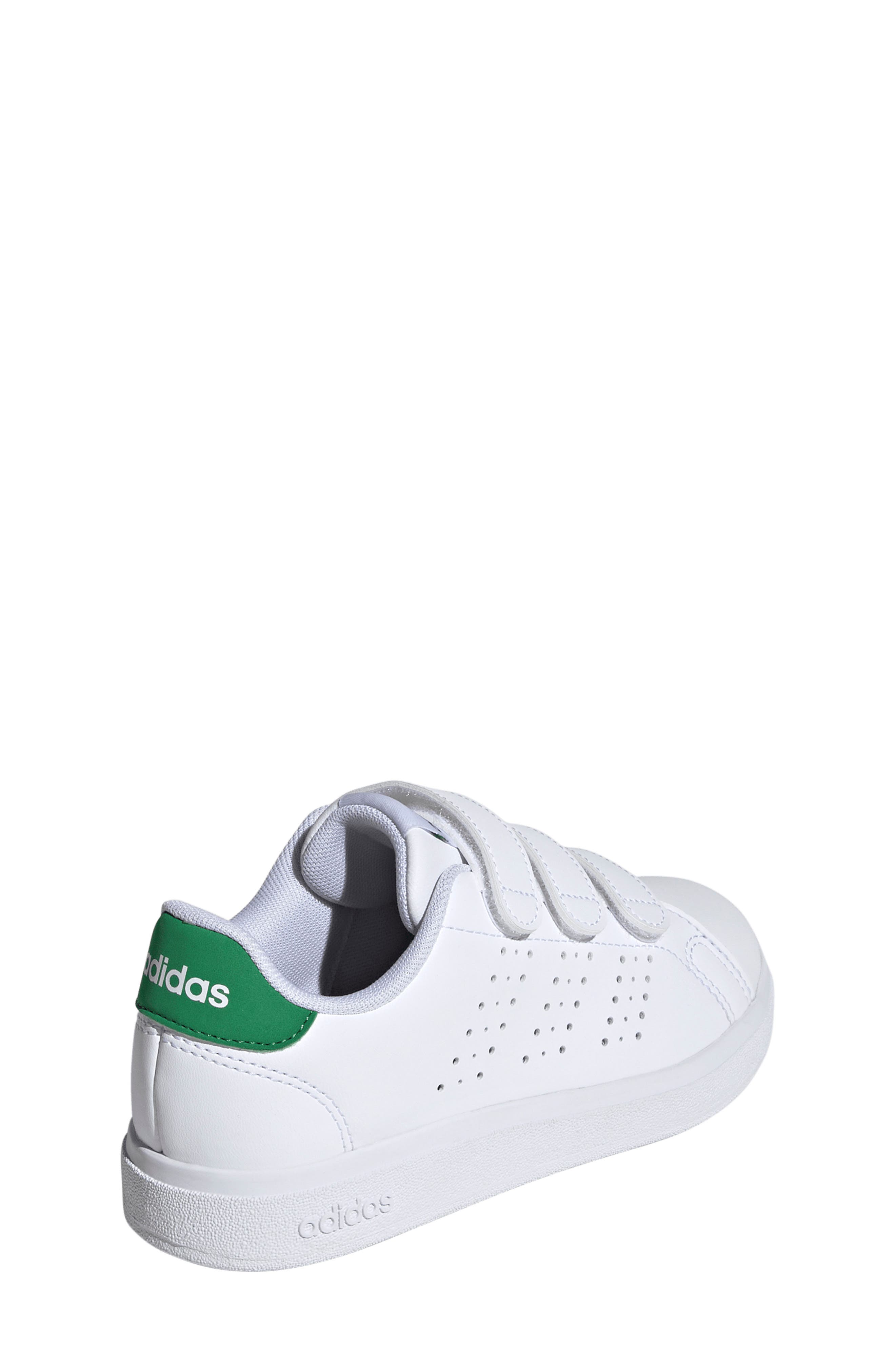 adidas Kids' Advantage Base 2.0 Sneaker, Alternate, color, White/ White/ Green