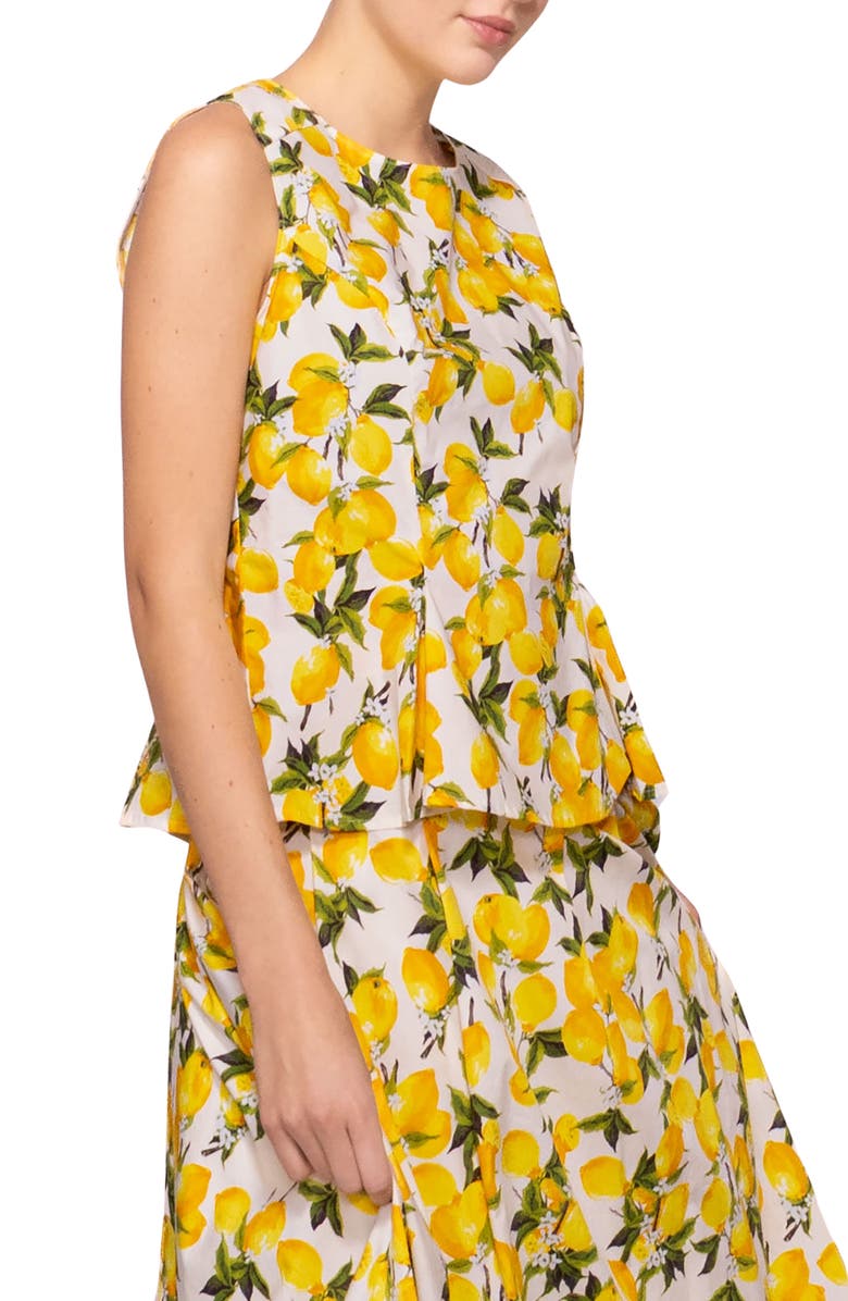 MELLODAY Lemon Sleeveless Poplin Top, Alternate, color, Lemon Print