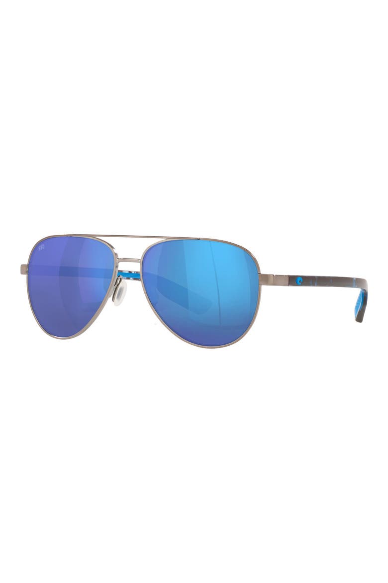 57mm Peli Polarized Mirrored Pilot Sunglasses, Alternate, color, GUNMETAL / BLUE MIRROR 580G