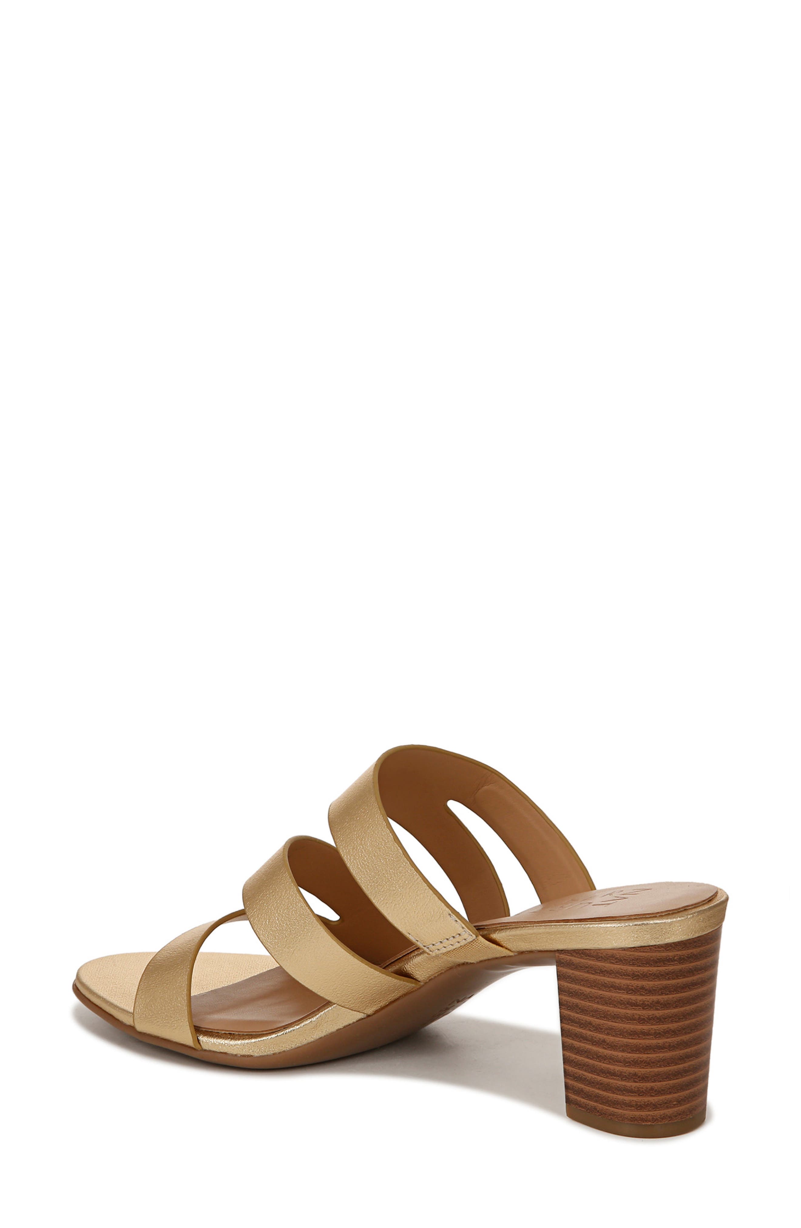 Naturalizer Beaming Block Heel Slide Sandal, Alternate, color, Dark Gold Faux Leather