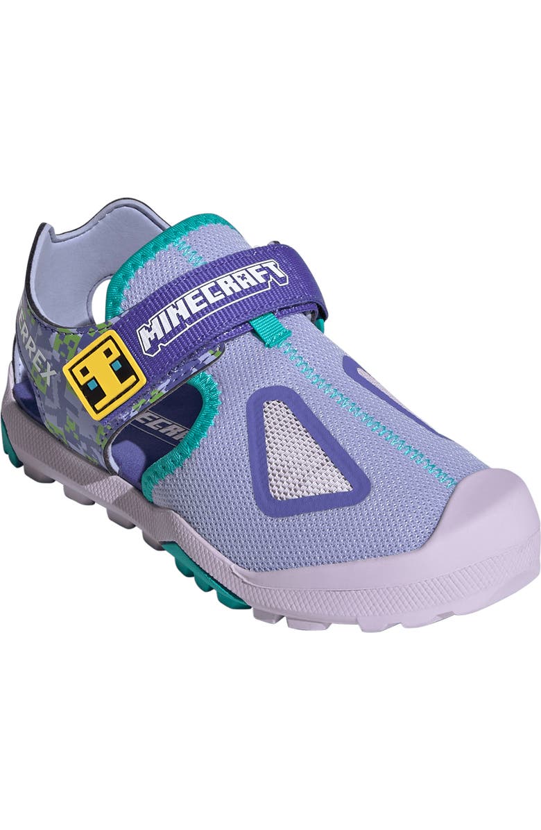 adidas x Minecraft Kids' Terrex Cap Toe Sandal, Main, color, Violet/ Cobalt/ Mint