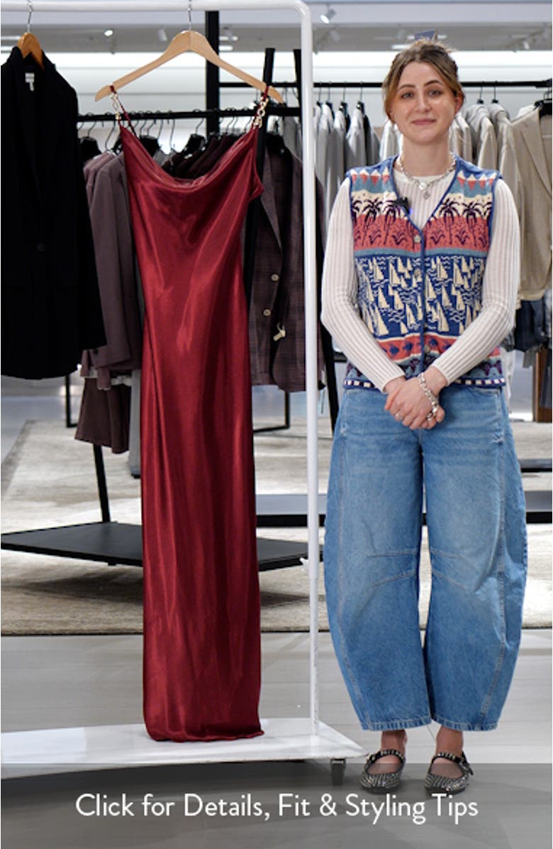 Solid Long Satin Slip Dress, sales video thumbnail