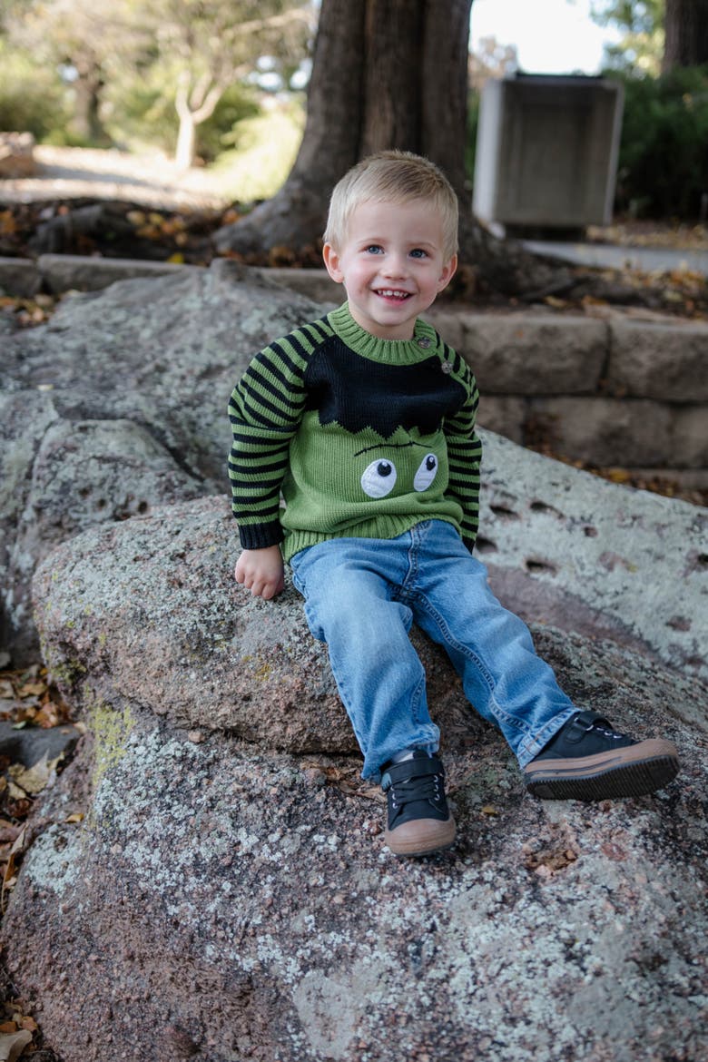 Pumpkin Halloween Sweater, Alternate, color, Orange and Ivory