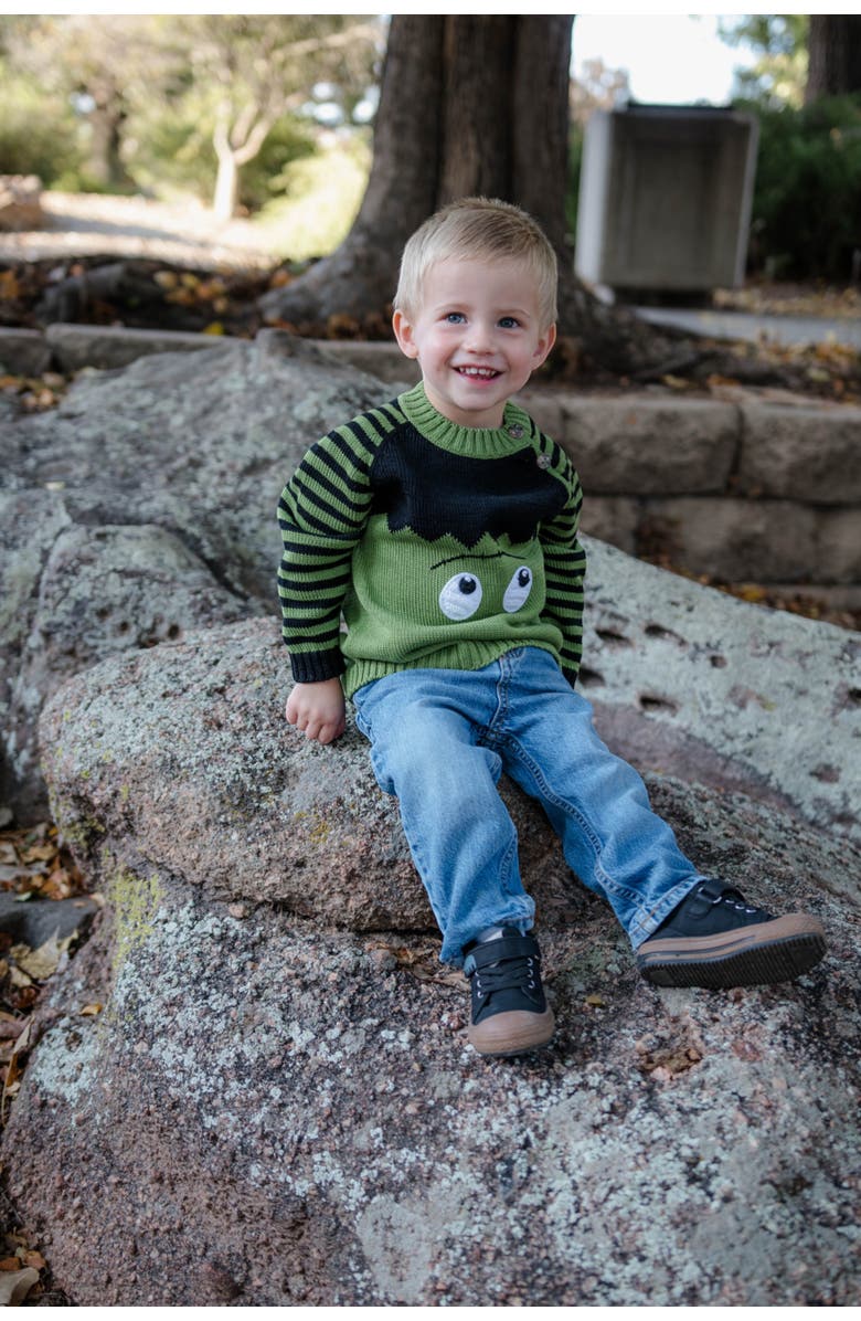 Melange Collection Little Monster Halloween Sweater, Alternate, color, Green